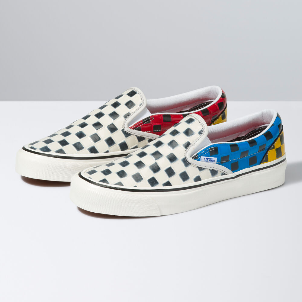 Vans Anaheim Factory Leather Check Classic Slip-On 98 DX Mens Womens - (ANAHEIM FACTORY) LEATHER CHECK/MULTI VN0A3JEX9ID Shoes