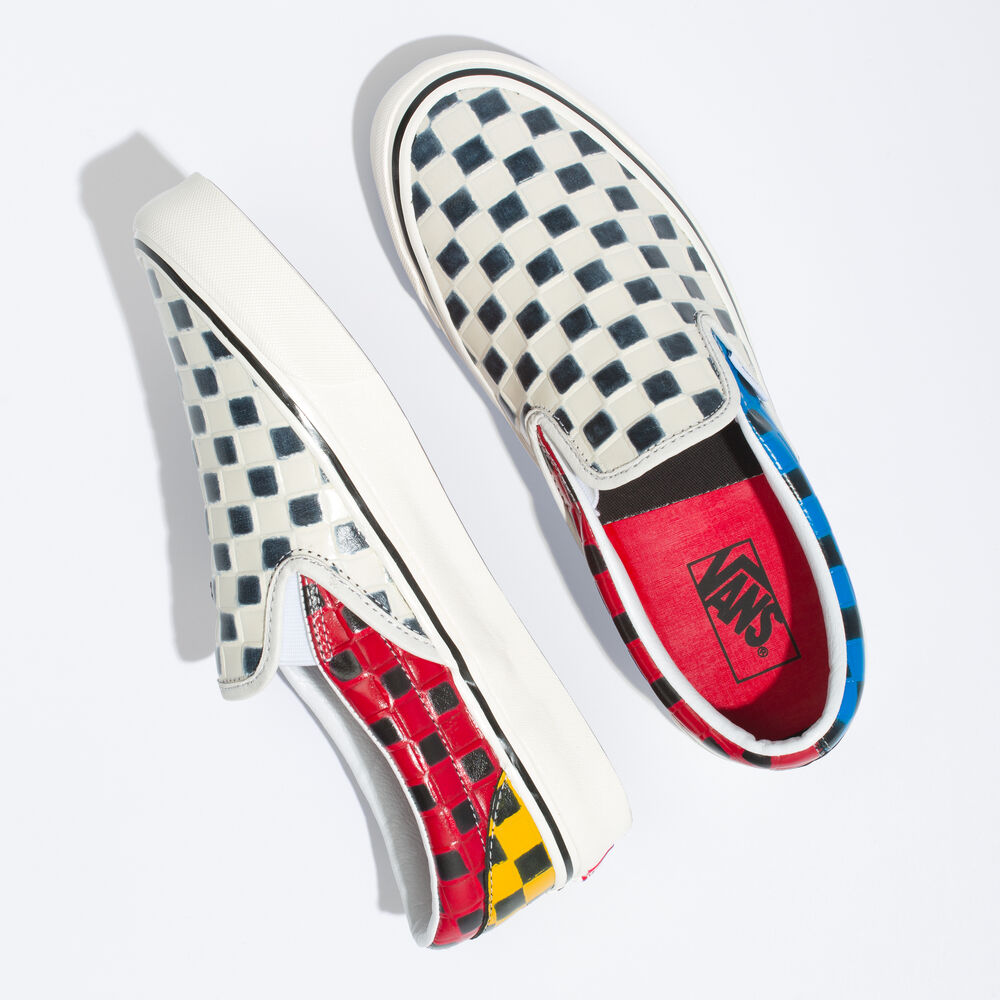 Vans Anaheim Factory Leather Check Classic Slip-On 98 DX Mens Womens - (ANAHEIM FACTORY) LEATHER CHECK/MULTI VN0A3JEX9ID Shoes