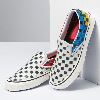 Vans Anaheim Factory Leather Check Classic Slip-On 98 DX Mens Womens - (ANAHEIM FACTORY) LEATHER CHECK/MULTI VN0A3JEX9ID Shoes