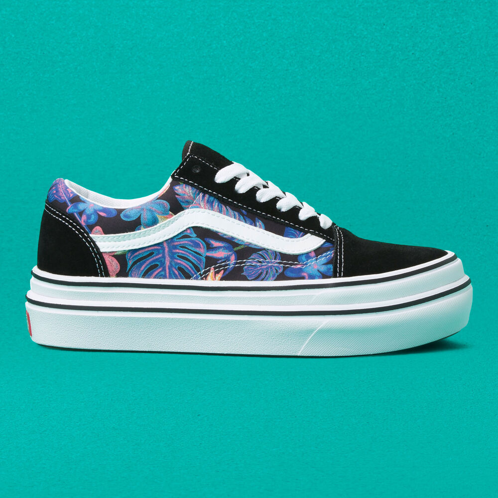 Vans Super Comfycush Old Skool Mens Womens - (TROPICALI) BLACK/TRUE WHITE VN0A4UUN4ZZ Shoes