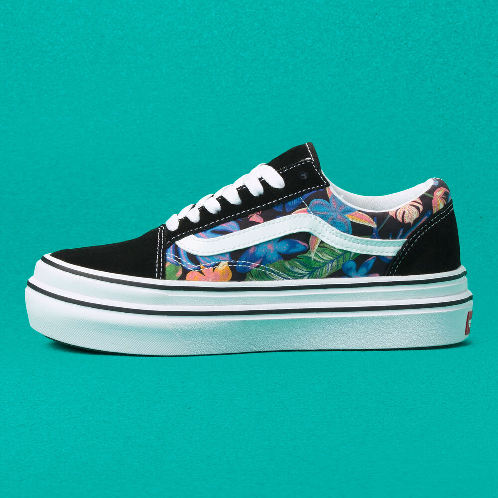 Vans Super Comfycush Old Skool Mens Womens - (TROPICALI) BLACK/TRUE WHITE VN0A4UUN4ZZ Shoes