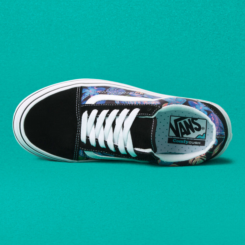 Vans Super Comfycush Old Skool Mens Womens - (TROPICALI) BLACK/TRUE WHITE VN0A4UUN4ZZ Shoes