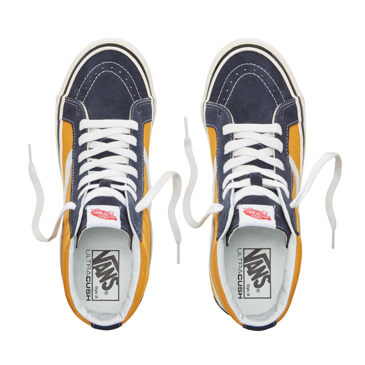 Vans Suede Anaheim Factory Sk8-Hi 38 Classic Mens Womens - (Anaheim Factory) Og Navy/Og Saffron VA38GFUBT Shoes