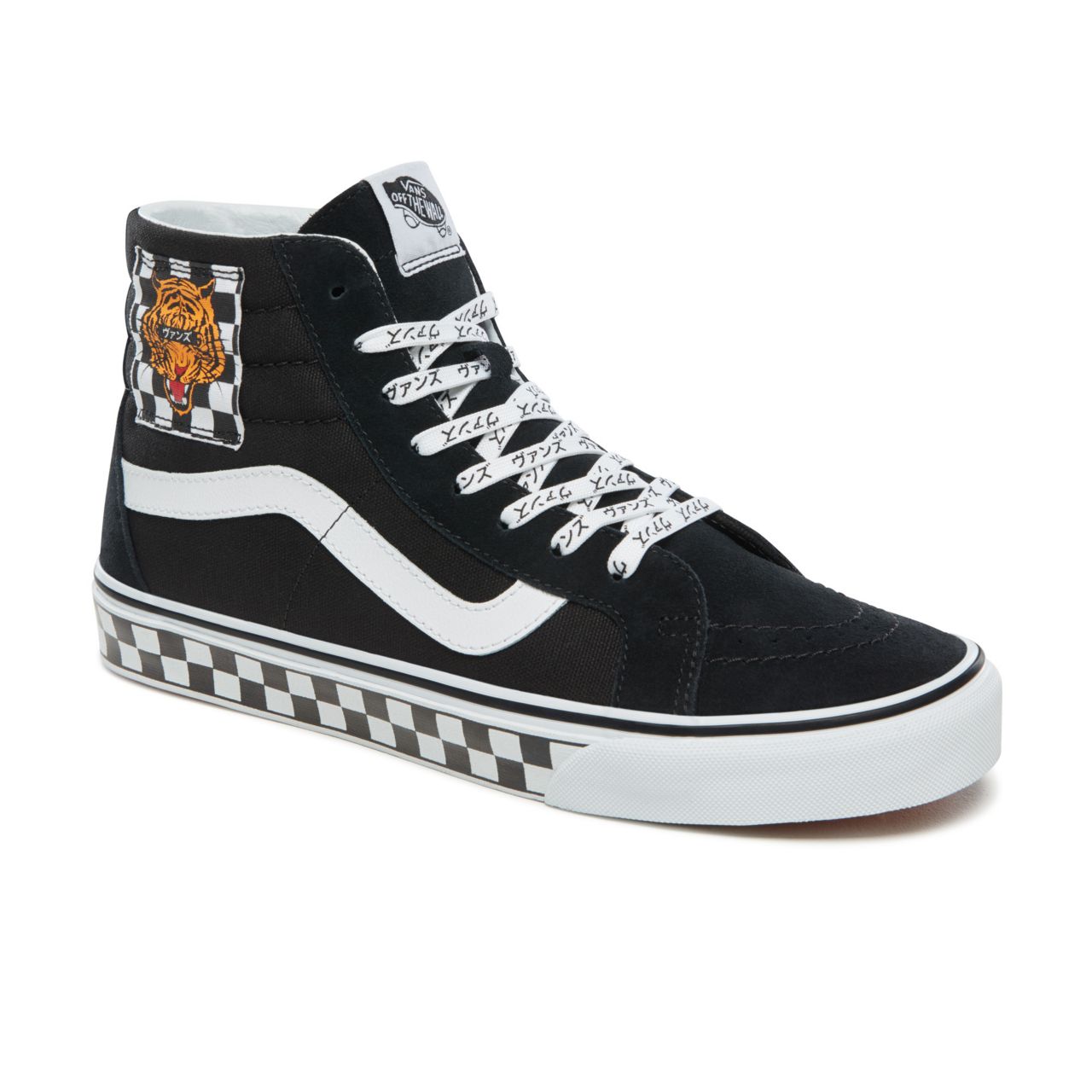 Vans Tiger Check Type Sk8-Hi Reissue Classic Mens Womens - (Tiger Check) Black/True White VA2XSBSJX Shoes