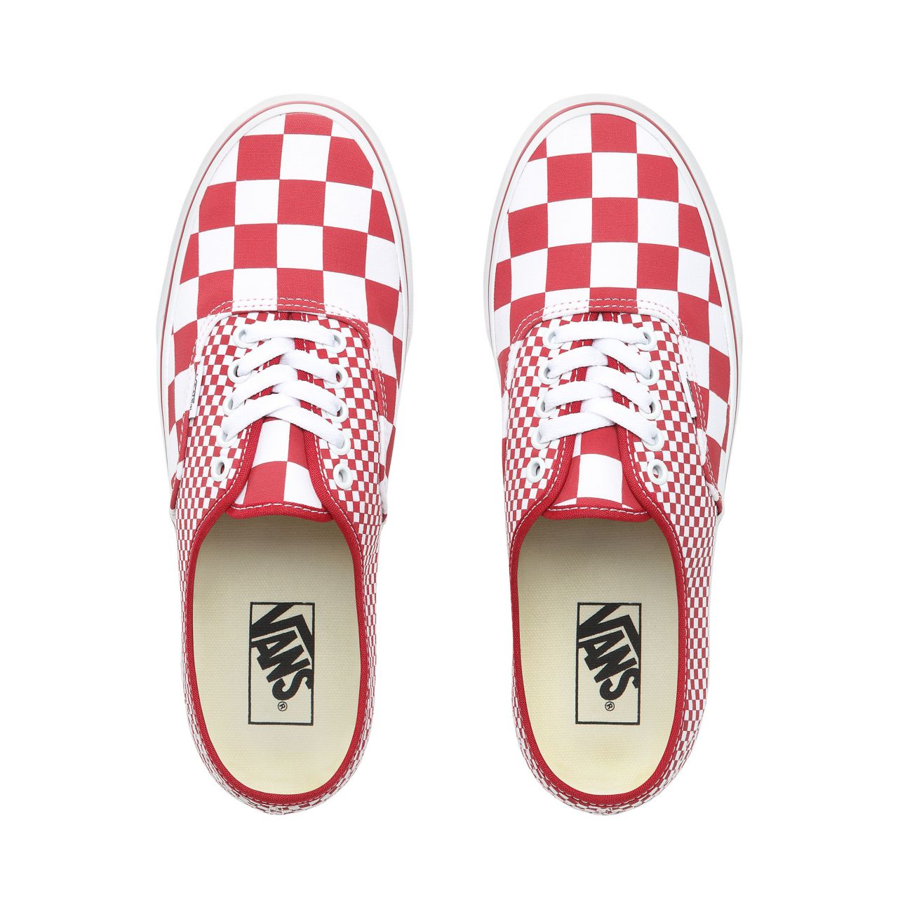 Vans Mix Checker Authentic Classic Mens Womens - (Mix Checker) Chili Pepper/True White VN0A38EMVK5 Shoes