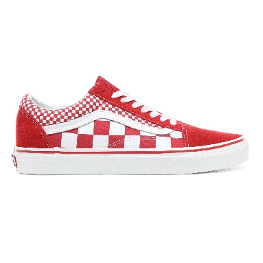 Vans Mix Checker Old Skool Classic Mens Womens - (Mix Checker) Chili Pepper/True White VN0A38G1VK5 Shoes