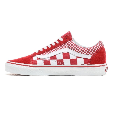 Vans Mix Checker Old Skool Classic Mens Womens - (Mix Checker) Chili Pepper/True White VN0A38G1VK5 Shoes