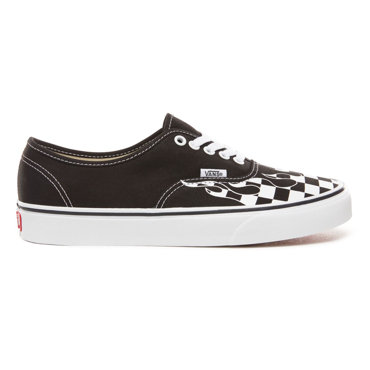 Vans Checker Flame Authentic Classic Mens Womens - (Checker Flame) Black/True White VA38EMRX8 Shoes