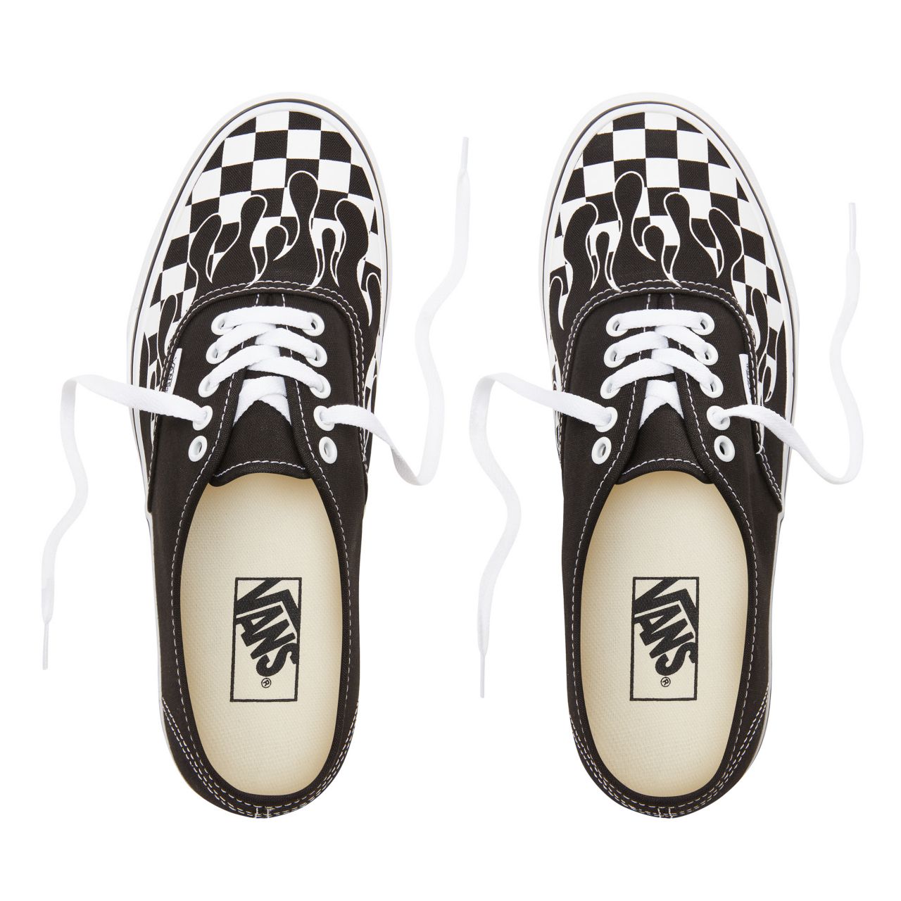 Vans Checker Flame Authentic Classic Mens Womens - (Checker Flame) Black/True White VA38EMRX8 Shoes