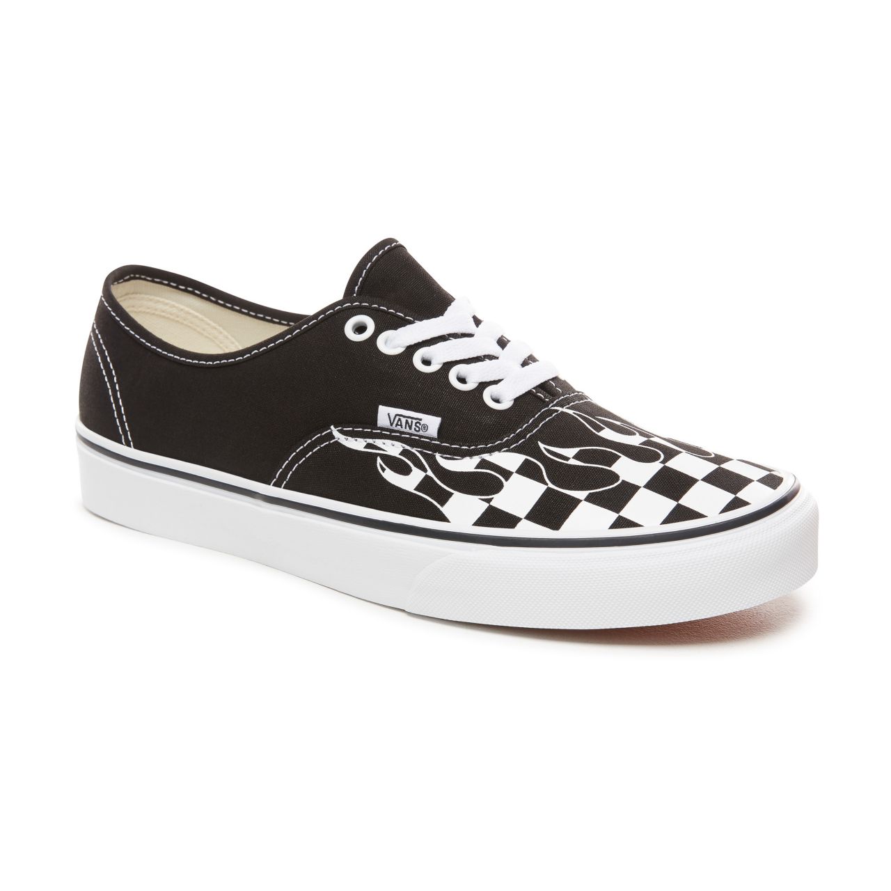 Vans Checker Flame Authentic Classic Mens Womens - (Checker Flame) Black/True White VA38EMRX8 Shoes