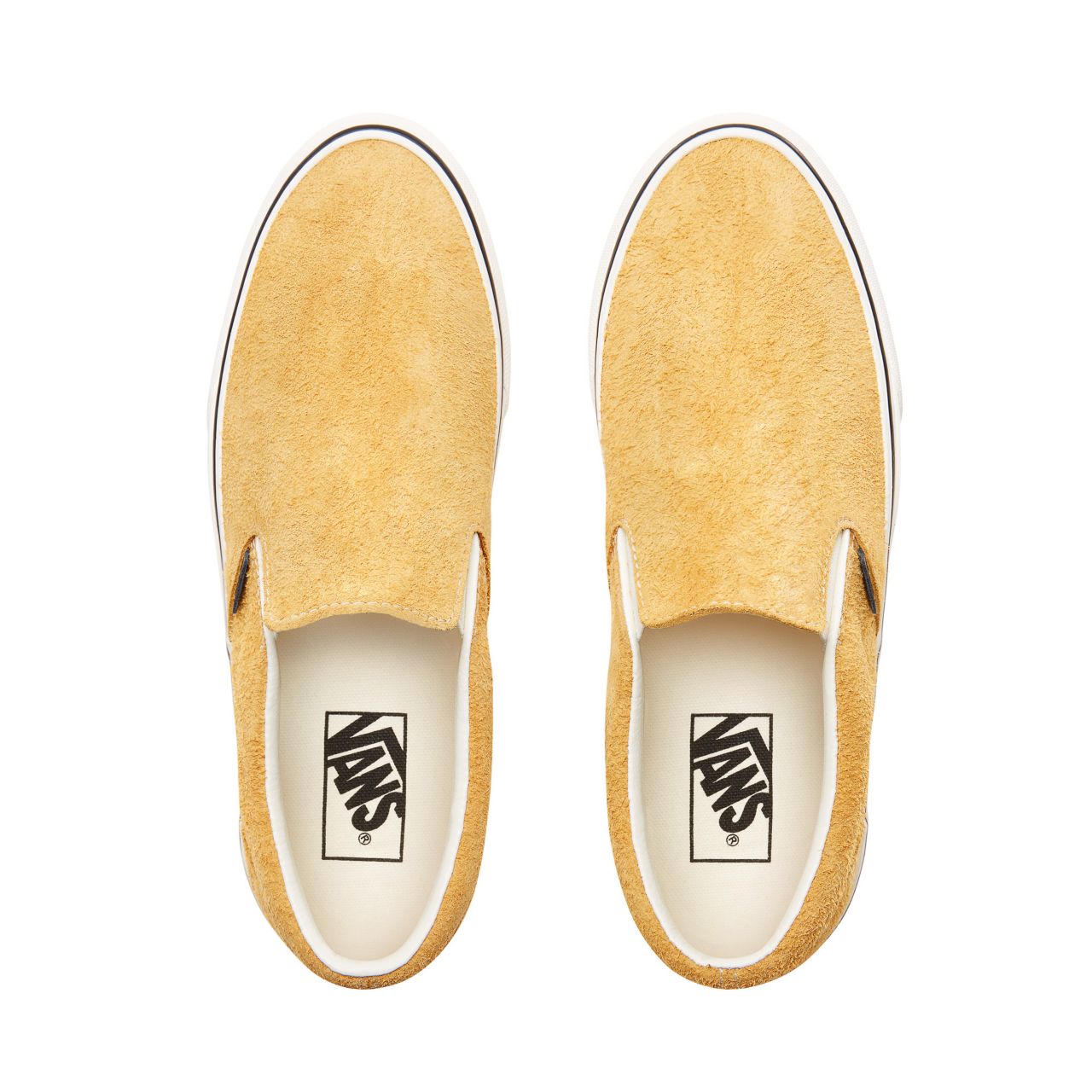 Vans Hairy Suede Classic Slip-On Classic Mens Womens - (Hairy Suede) Sunflower/Snow White VN0A38F7ULR Shoes