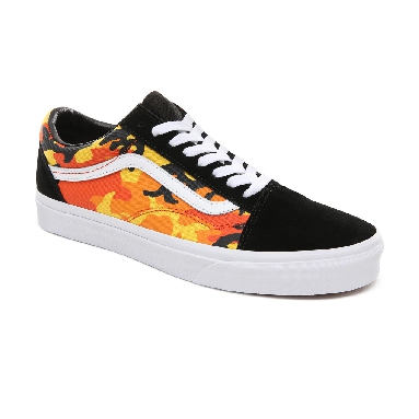 Vans Pop Camo Old Skool Classic Mens Womens - (Pop Camo) Black/Spicy Orange/True White VA38G1RK3 Shoes