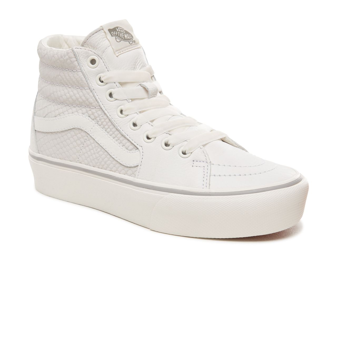 Vans Leather Sk8-Hi Platform 2.0 Classic Womens - (Leather) Snake/White VN0A3TKNUPK Shoes