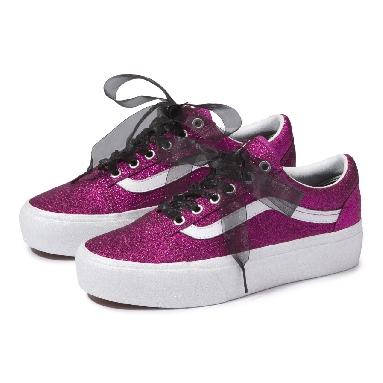 Vans Glitter Old Skool Platform Classic Womens - (Glitter) Wild Aster/True White VN0A3B3UUJQ Shoes