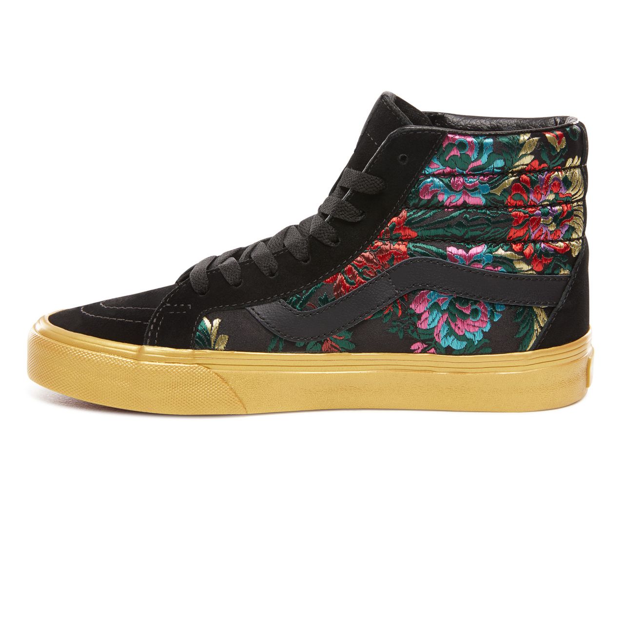 Vans Festival Satin Sk8-Hi Reissue Classic Womens - (Festival Satin) Black/Gold VN0A2XSBUQJ Shoes