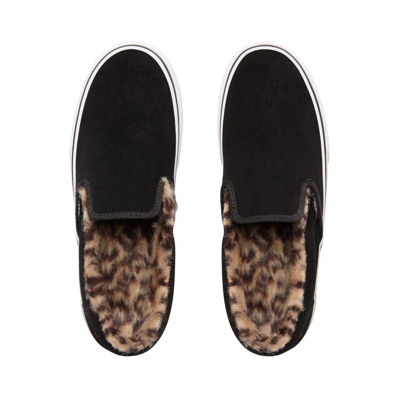 Vans Suede Classic Slip-On Platform Classic Womens - (Suede/Fur) Black/Leopard VN0A3JEZUM6 Shoes