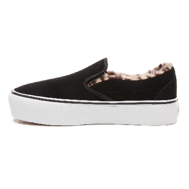 Vans Suede Classic Slip-On Platform Classic Womens - (Suede/Fur) Black/Leopard VN0A3JEZUM6 Shoes