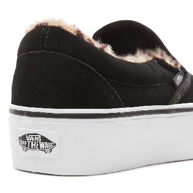 Vans Suede Classic Slip-On Platform Classic Womens - (Suede/Fur) Black/Leopard VN0A3JEZUM6 Shoes