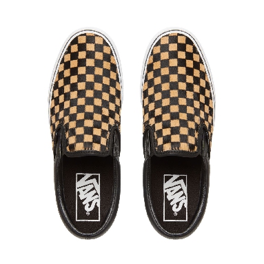 Vans Calf Hair Checkerboard Classic Slip-On Classic Womens - (Calf Hair) Checkerboard/True White VA38F7U76 Shoes