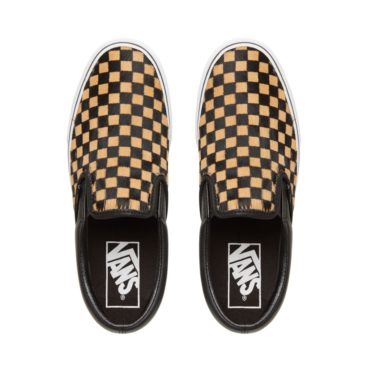 Vans Calf Hair Checkerboard Classic Slip-On Classic Womens - (Calf Hair) Checkerboard/True White VA38F7U76 Shoes