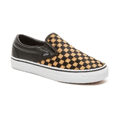 Vans Calf Hair Checkerboard Classic Slip-On Classic Womens - (Calf Hair) Checkerboard/True White VA38F7U76 Shoes