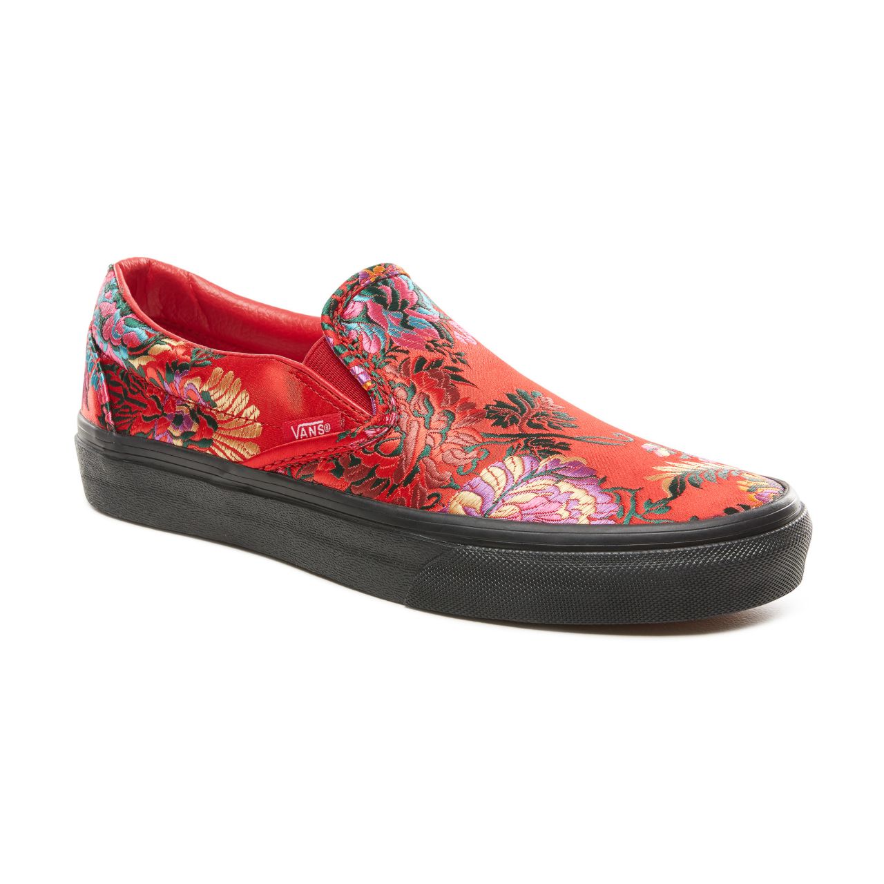 Vans Festival Satin Classic Slip-On Classic Womens - (Festival Satin) Red/Black VN0A38F7ULP Shoes