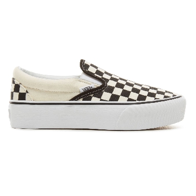 Vans Checkerboard Classic Slip-On Platform Classic Womens - Black & White Chckerboard-White VN00018EBWW Shoes