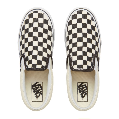 Vans Checkerboard Classic Slip-On Platform Classic Womens - Black & White Chckerboard-White VN00018EBWW Shoes