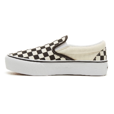 Vans Checkerboard Classic Slip-On Platform Classic Womens - Black & White Chckerboard-White VN00018EBWW Shoes