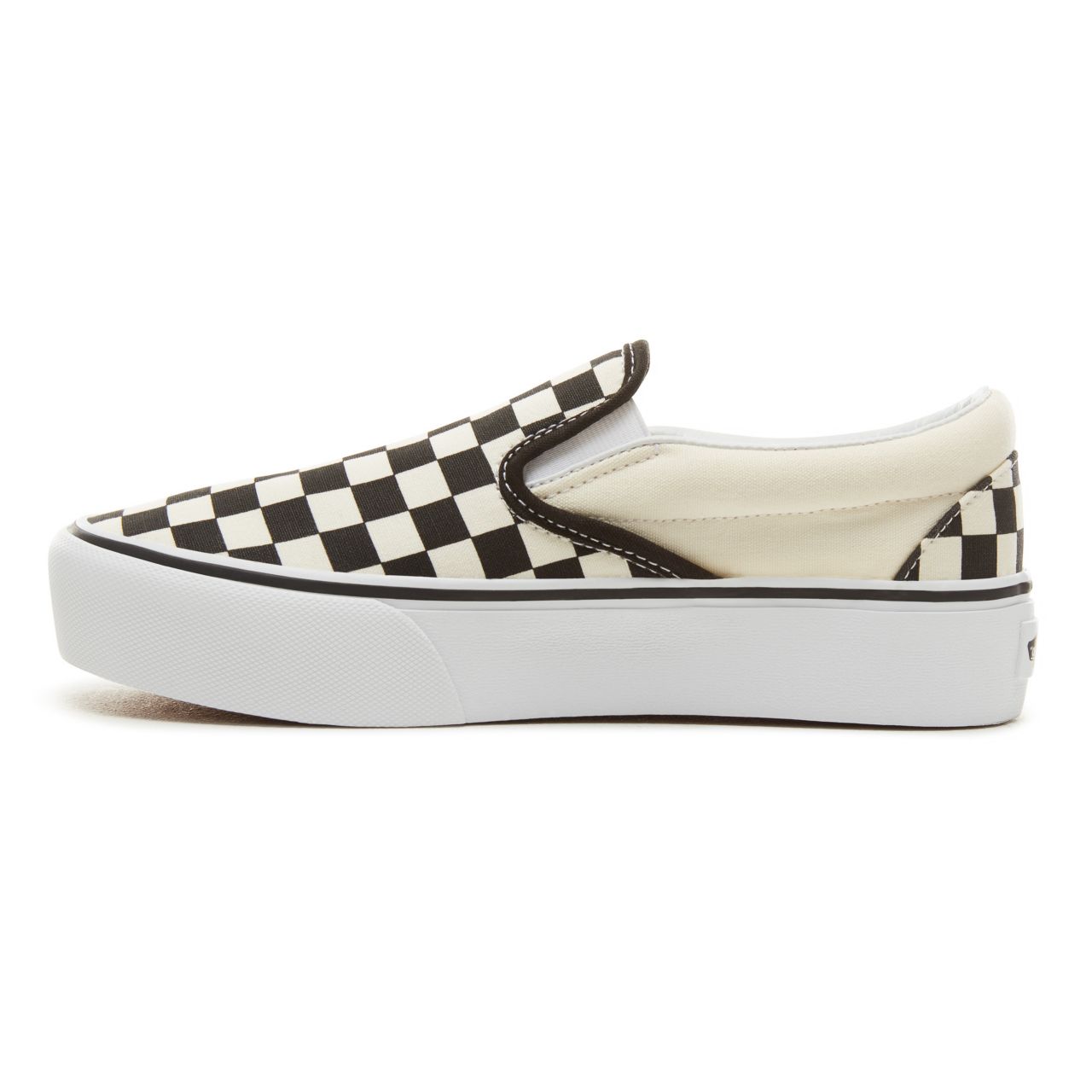 Vans Checkerboard Classic Slip-On Platform Classic Womens - Black & White Chckerboard-White VN00018EBWW Shoes