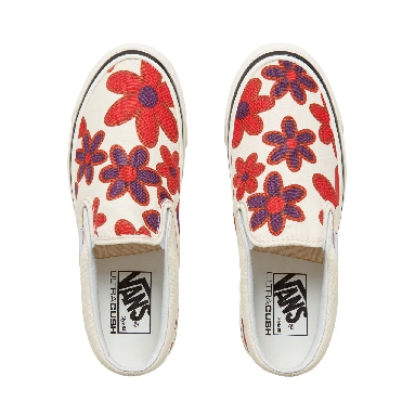 Vans Anaheim Factory Classic Slip-On 98 Classic Womens - (Anaheim Factory) Og White/Flower Power VA3JEXU7Y Shoes