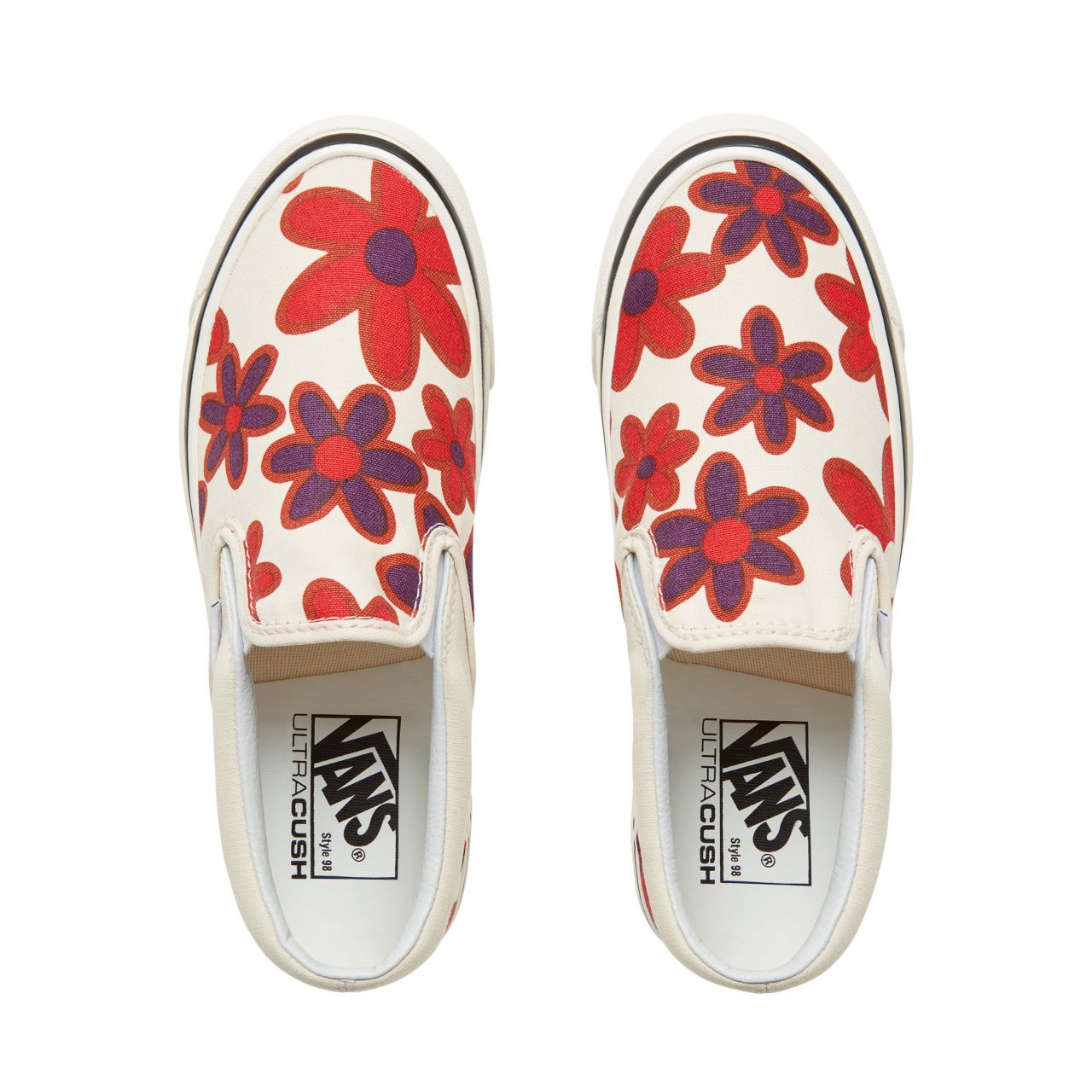 Vans Anaheim Factory Classic Slip-On 98 Classic Womens - (Anaheim Factory) Og White/Flower Power VA3JEXU7Y Shoes