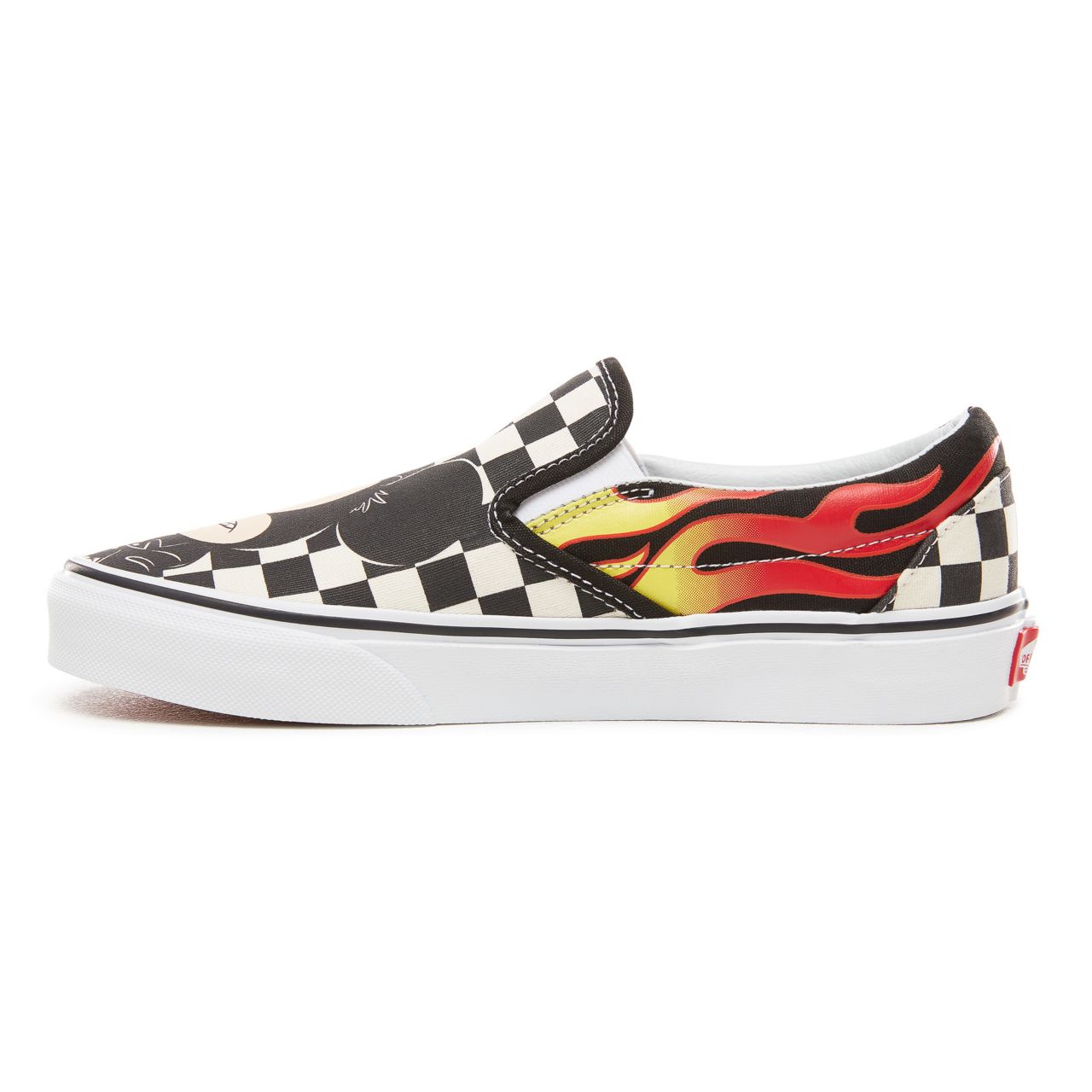 Vans Disney x Vans Classic Slip-On Classic Womens - (Disney) Mickey & Minnie/Checker Flame VN0A38F7UJ4 Shoes