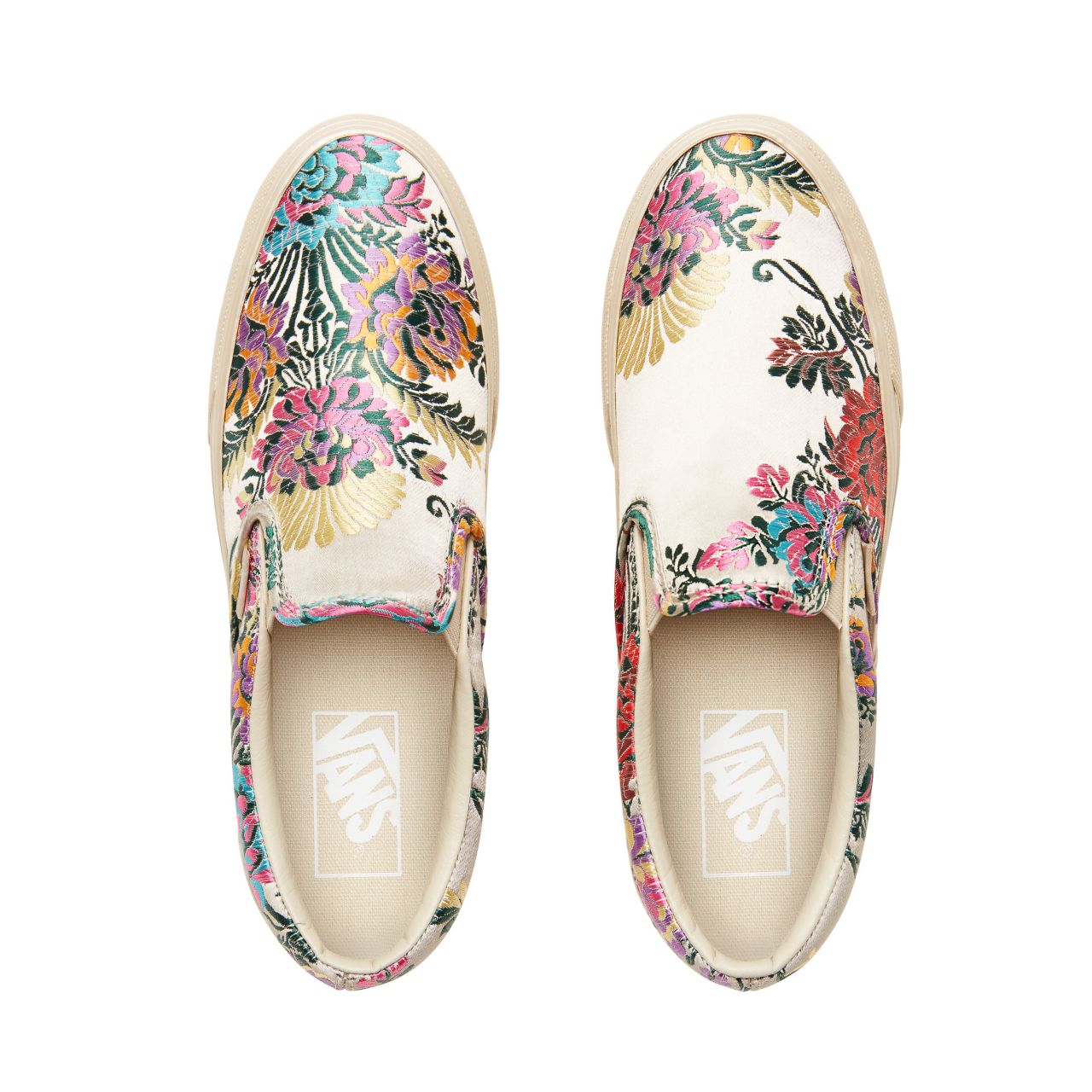 Vans Festival Satin Classic Slip-On Classic Womens - (Festival Satin) Gold/Gold VN0A38F7ULO Shoes