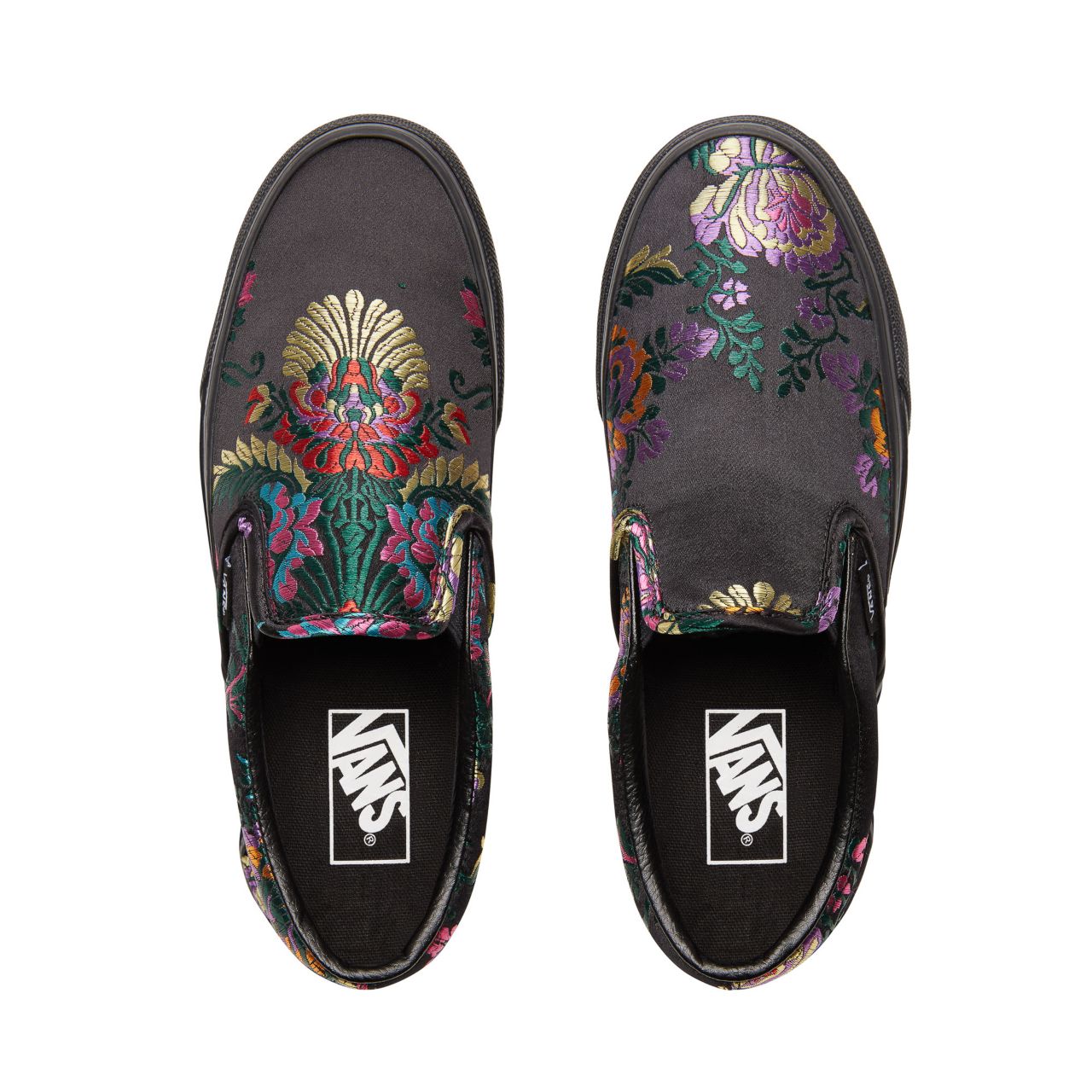 Vans Festival Satin Classic Slip-On Classic Womens - (Festival Satin) Black/Black VN0A38F7ULN Shoes