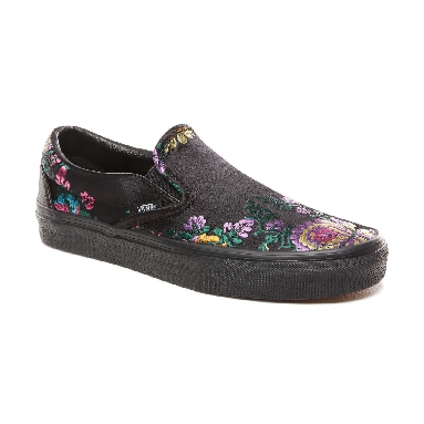 Vans Festival Satin Classic Slip-On Classic Womens - (Festival Satin) Black/Black VN0A38F7ULN Shoes