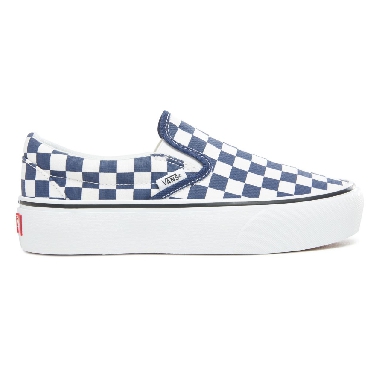 Vans Checkerboard Classic Slip-On Platform Classic Womens - (Checkerboard) Medieval Blue/True White VA3JEZS4D Shoes