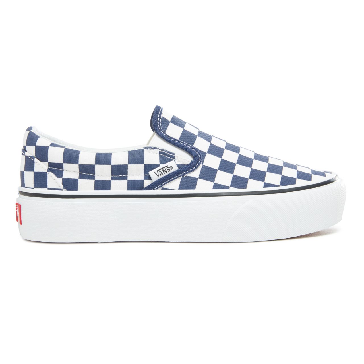 Vans Checkerboard Classic Slip-On Platform Classic Womens - (Checkerboard) Medieval Blue/True White VA3JEZS4D Shoes