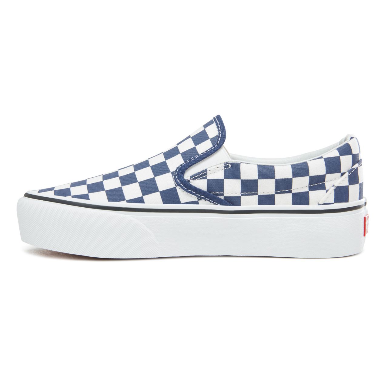 Vans Checkerboard Classic Slip-On Platform Classic Womens - (Checkerboard) Medieval Blue/True White VA3JEZS4D Shoes