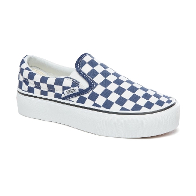 Vans Checkerboard Classic Slip-On Platform Classic Womens - (Checkerboard) Medieval Blue/True White VA3JEZS4D Shoes