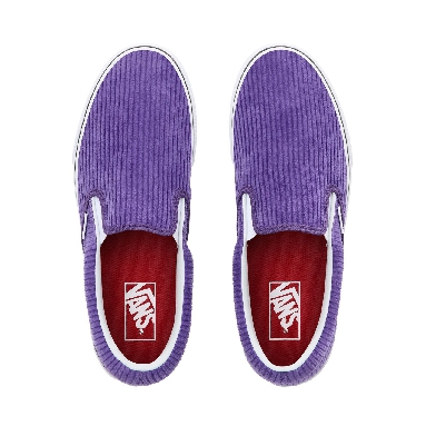 Vans Design Assembly Corduroy Slip-On Classic Womens - (Design Assembly) Heliotrope/True White VA38F7U7C Shoes