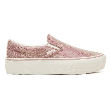 Vans Satin Paisley Classic Slip-On Platform Classic Womens - (Satin Paisley) Mauve/Snow White V0018EU82 Shoes