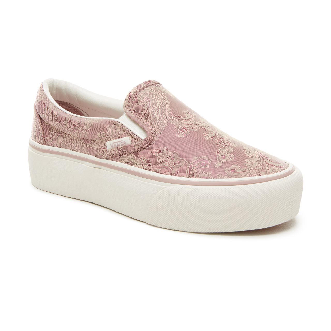 Vans Satin Paisley Classic Slip-On Platform Classic Womens - (Satin Paisley) Mauve/Snow White V0018EU82 Shoes