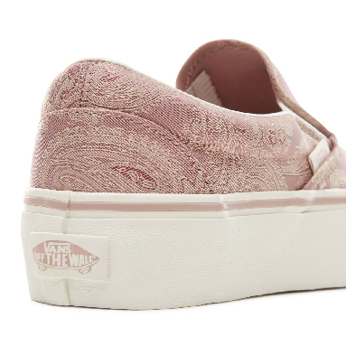 Vans Satin Paisley Classic Slip-On Platform Classic Womens - (Satin Paisley) Mauve/Snow White V0018EU82 Shoes