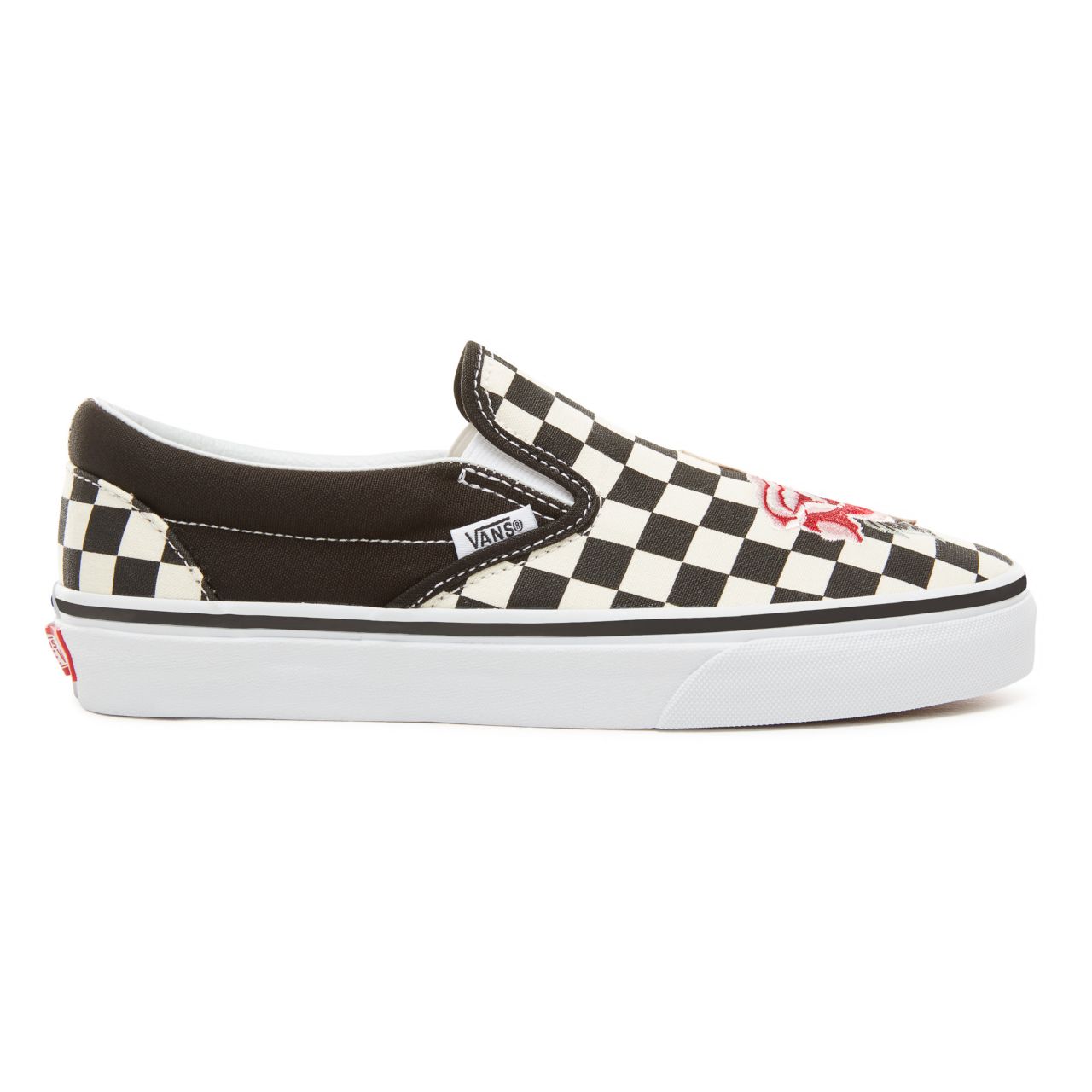 Vans Satin Patchwork Classic Slip-On Classic Womens - (Satin Patchwork) Checker/Rose VA38F7U7O Shoes