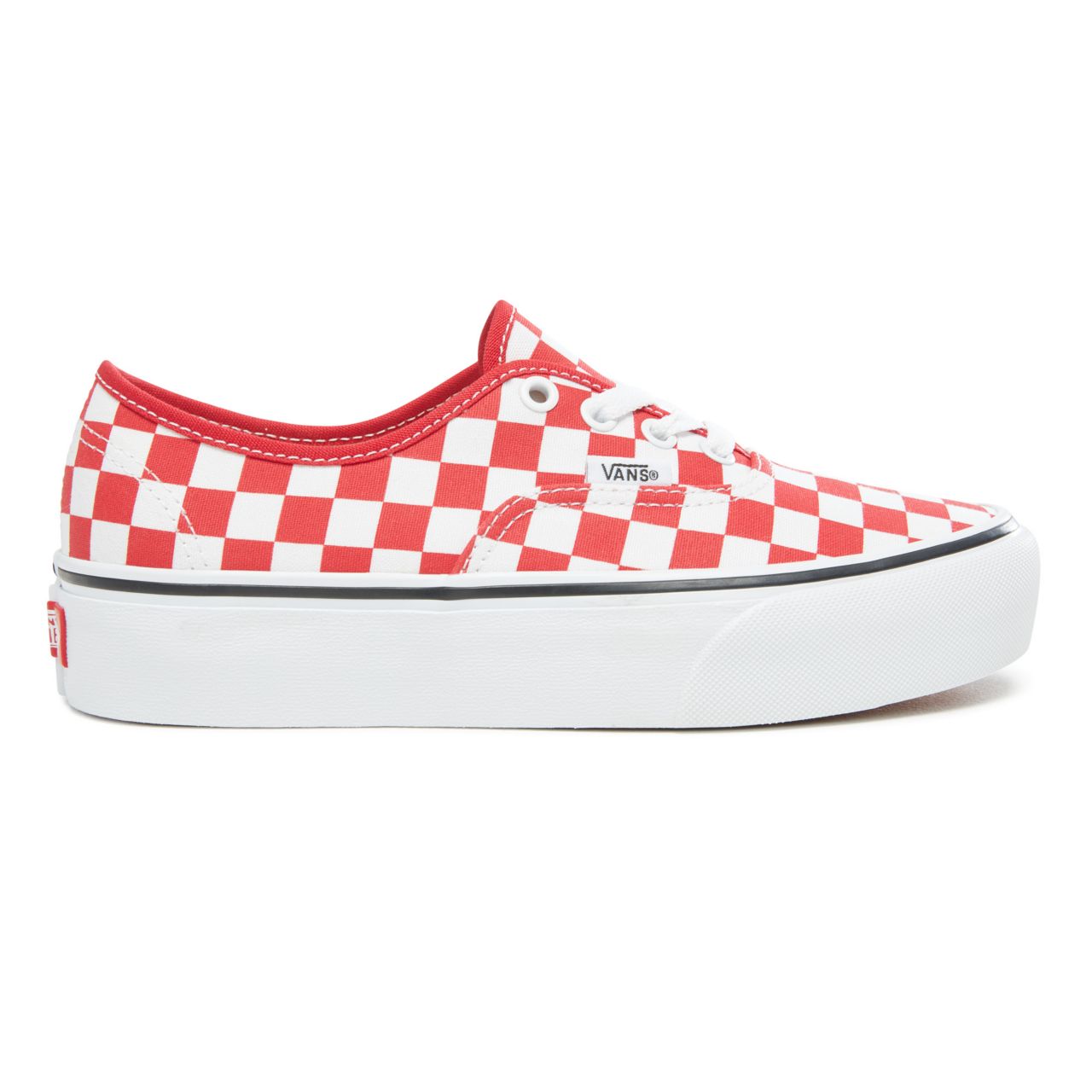 Vans Checkerboard Authentic Platform 2.0 Classic Womens - (Checkerboard) Racing Red/True White VA3AV8S4E Shoes