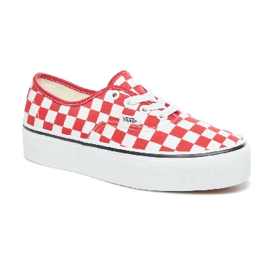 Vans Checkerboard Authentic Platform 2.0 Classic Womens - (Checkerboard) Racing Red/True White VA3AV8S4E Shoes