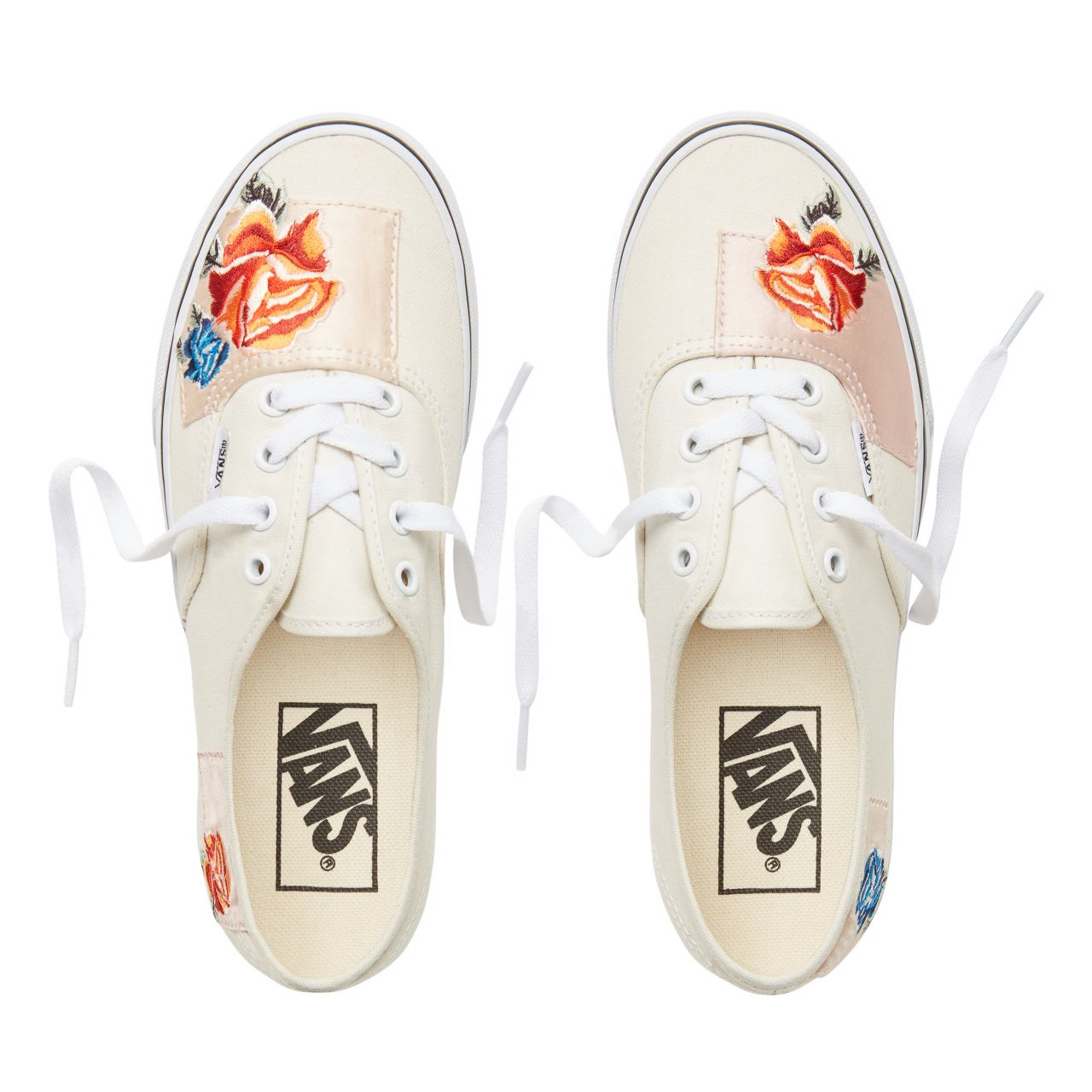 Vans Satin Patchwork Authentic Classic Womens - (Satin Patchwork) Classic White/True White VA38EMU5Q Shoes