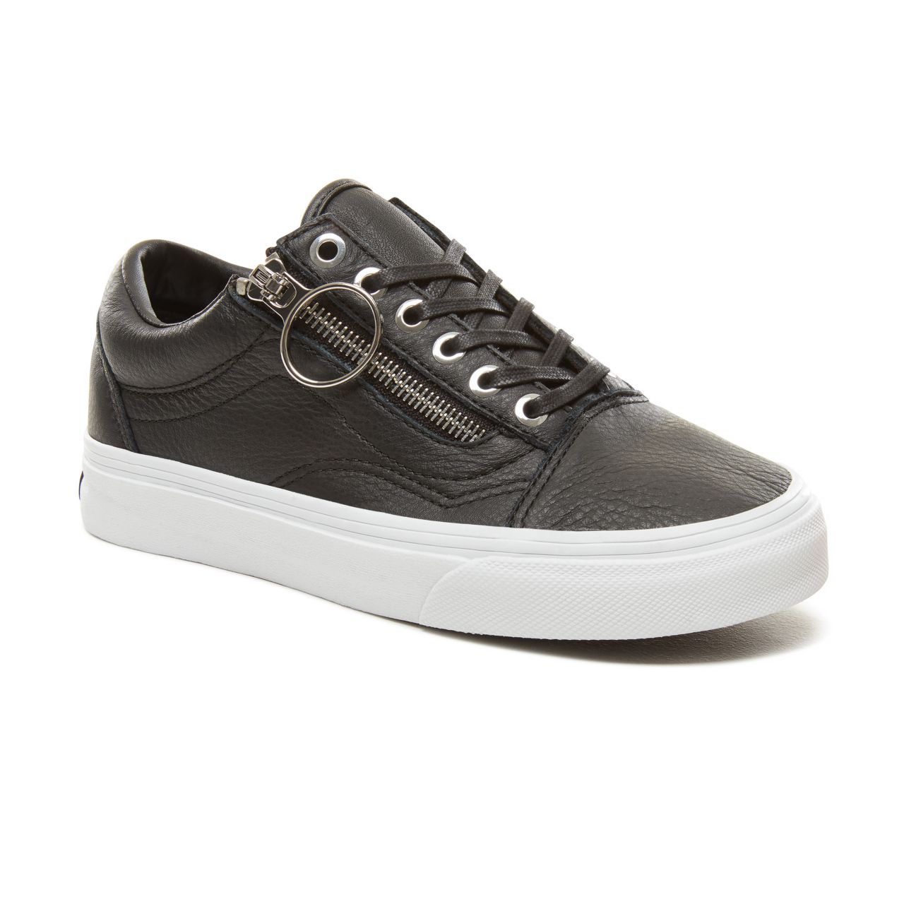 Vans Metal Hardware Old Skool Zip Classic Womens - (Metal Hardware) Black/True White VA3493UB8 Shoes