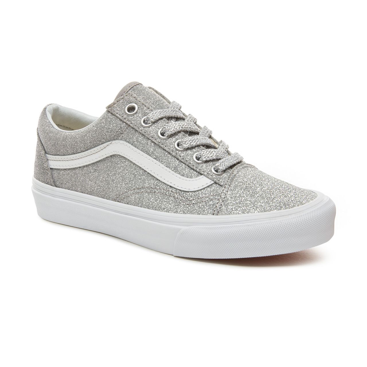 Vans Lurex Glitter Old Skool Classic Womens - (Lurex Glitter) Silver/True White VA38G1UAW Shoes